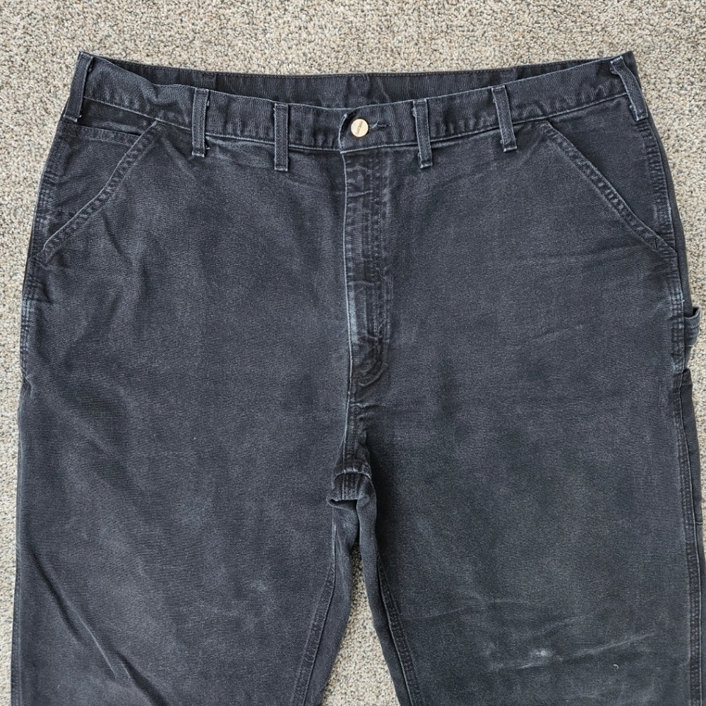 Carhartt Black Duck Canvas Carpenter Pants Original Dungaree Fit B11 BLK 44X34 - Picture 2 of 16